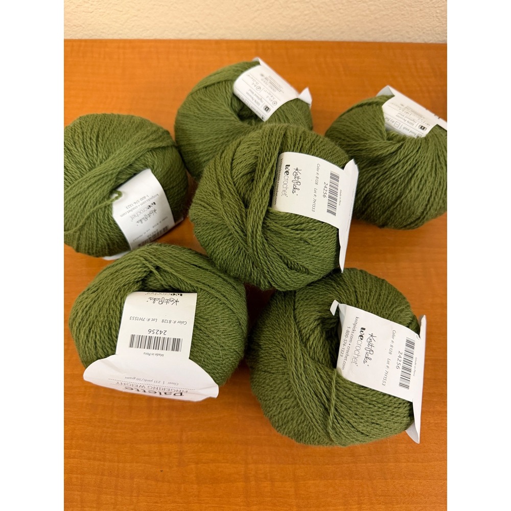 Knit Picks Palette Fingering Weight Yarn Clover Green 6 Skeins 100% Wool B128